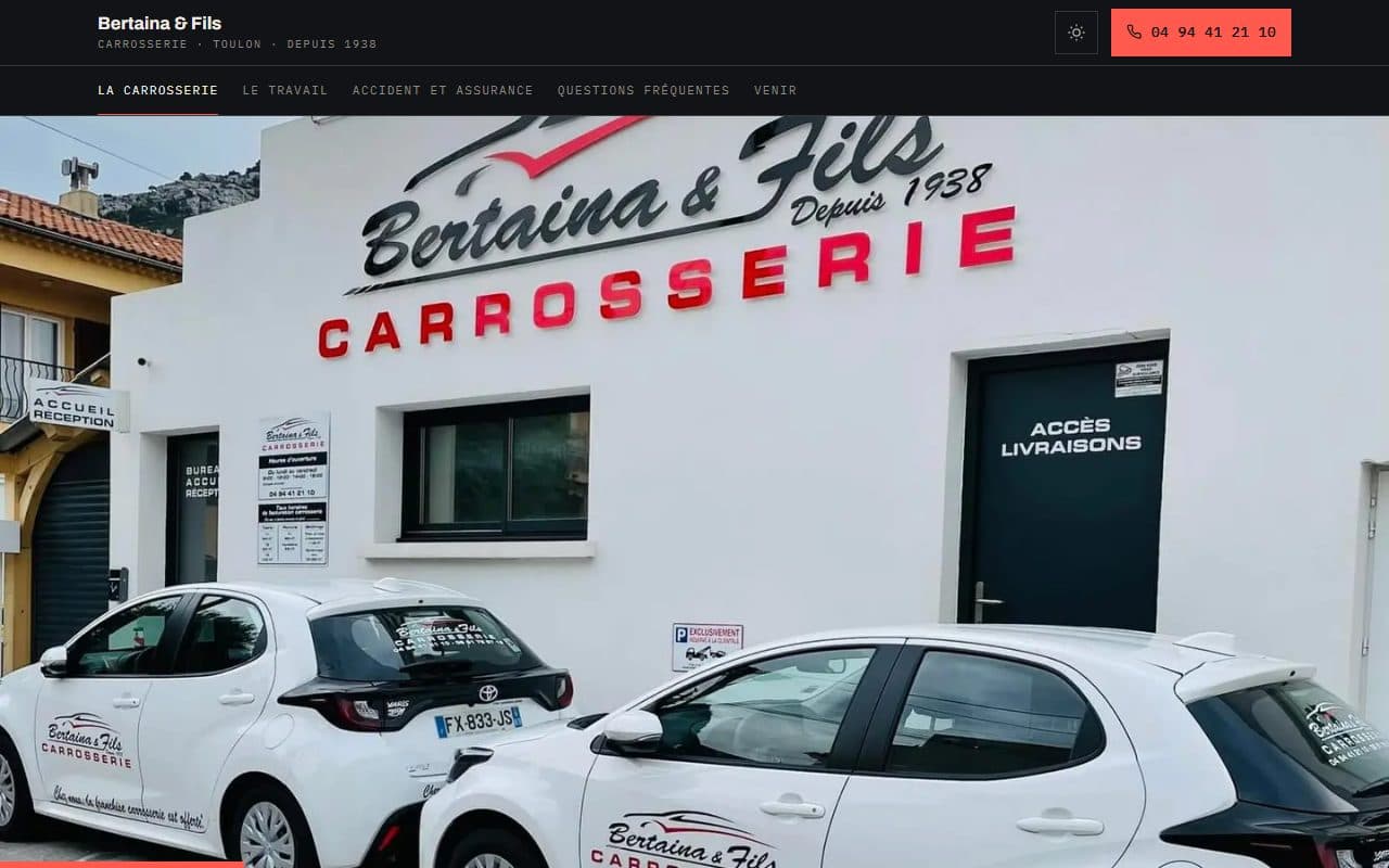 Maquette du site de Carrosserie Bertaina et Fils, garage à Toulon