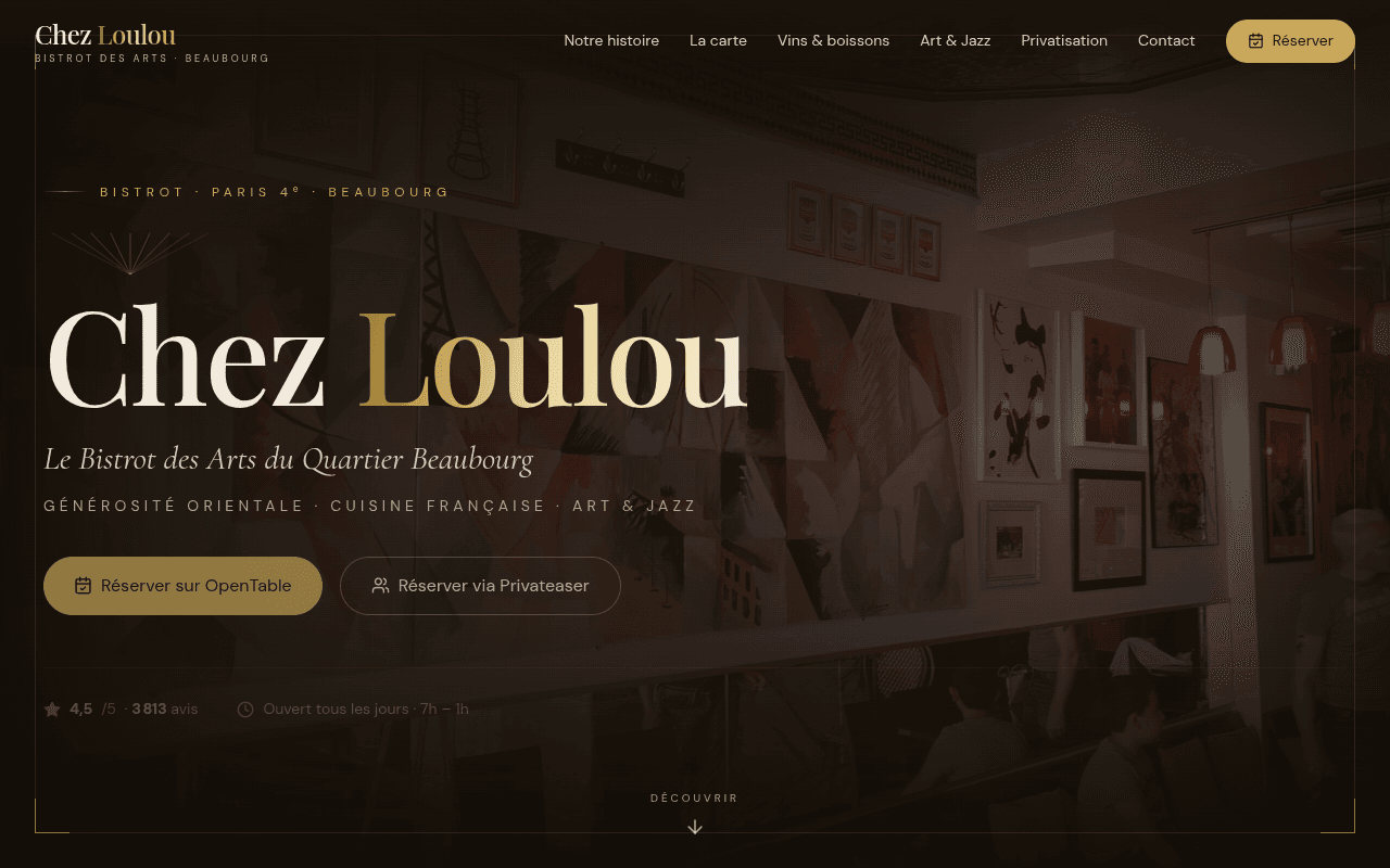 Site internet réalisé pour Chez Loulou, restaurant