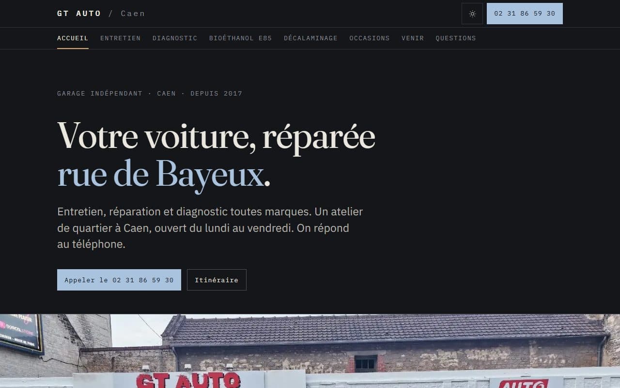 Maquette du site de GT AUTO, garage à Caen