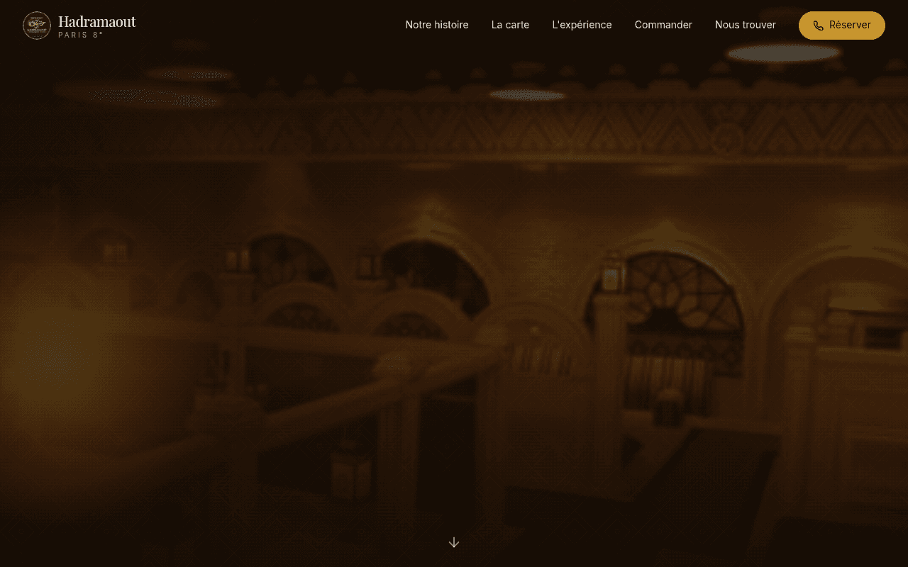 Site internet réalisé pour Hadramaout Paris, restaurant