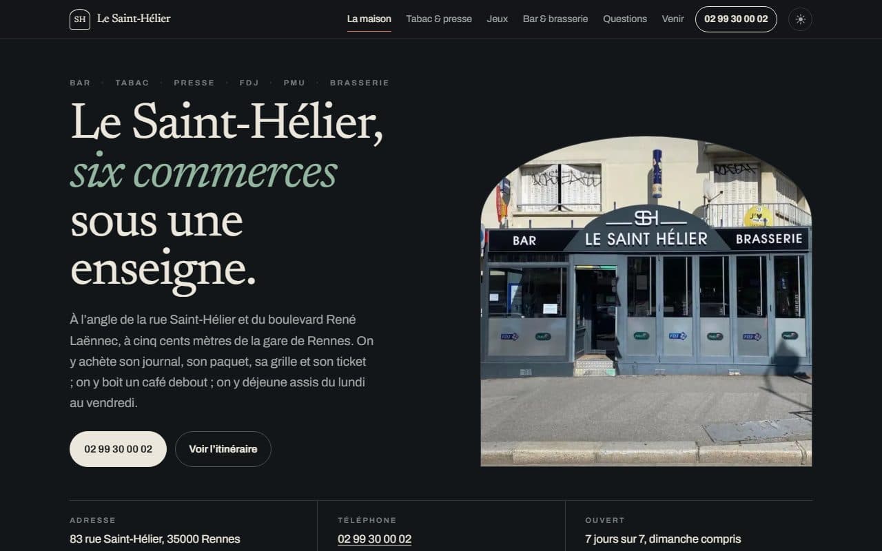 Maquette du site de Bar Tabac Le Saint-Hélier, commerce de proximité à Rennes